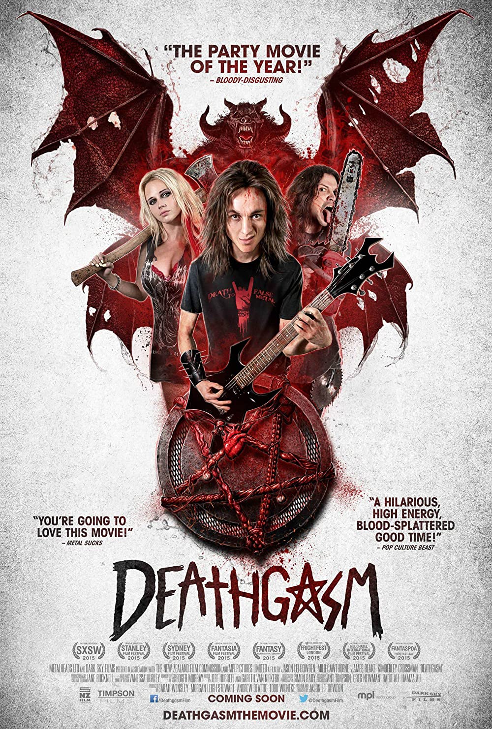 Das offizielle Poster zum Film Deathgasm mit den Hauptdarstellern und Art Work